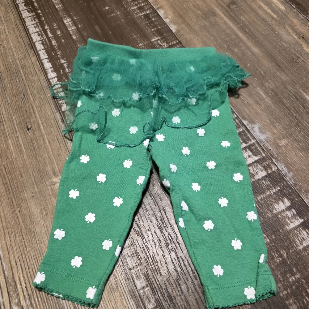 Carter's Green Leggings with White Floral Print